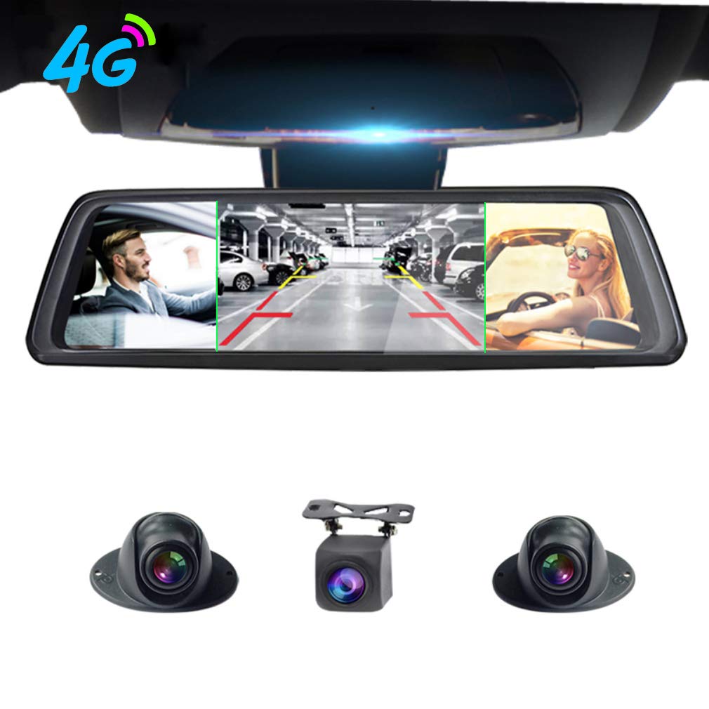 ShiZhen 360&deg;Panoramic 10'' Full Screen 4G Touch IPS Special Car Dash Cam Rear View Reversing Mirror with GPS Navi Bluetooth WiFi Remote Monitoring Android 5.1 FHD 1080P 4CH Cameras Lens