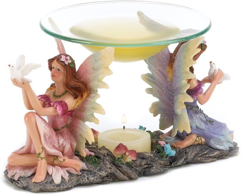 Fragrance Foundry Massage Oil Warmer, Aroma Therapy Scented Twin Fairies Essential Oils Warmer