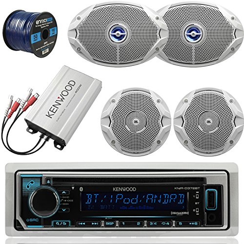 Buy Kenwood KMRD365BT Bluetooth Marine CD Player Receiver Bundle Combo With Compact 400Watt