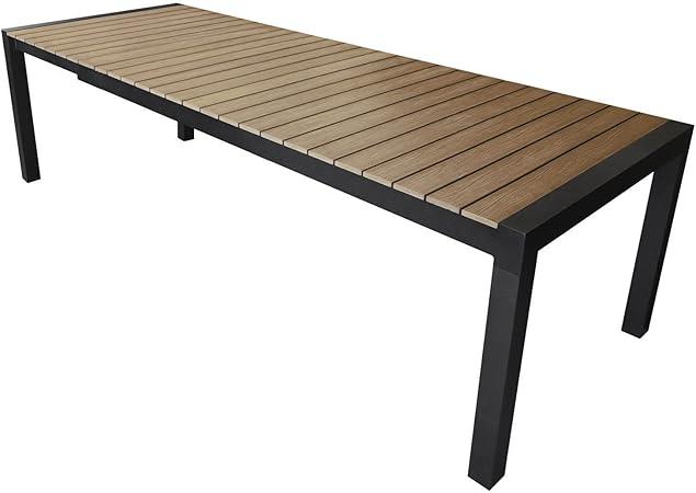 Amazon De Wohaga Ausziehtisch Gartentisch 205 275x100cm Aluminium Polywood Terrassentisch Gartenmobel Terrassenmobel Schwarz Braun