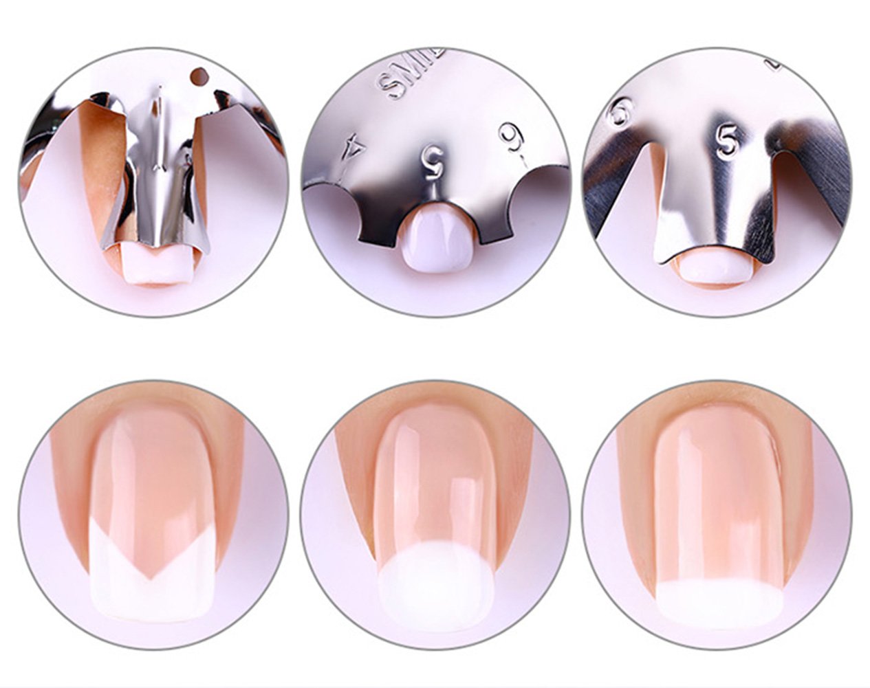 WOKOTO 3pcs Easy French Smile Line Gel Cutter Tool Staniless Steel C-Shape Manicure Edge Trimmer Diy Plate Module (3 Patterns) : Beauty
