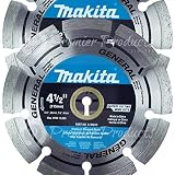 Makita 2 Pack - 4.5" Segmented Rim Diamond Blades For 4.5"+ Grinders & Circular Saws - Long-Lasting Cutting For Concrete, Masonry & Brick - 5/8", 20mm & 7/8" Arbors