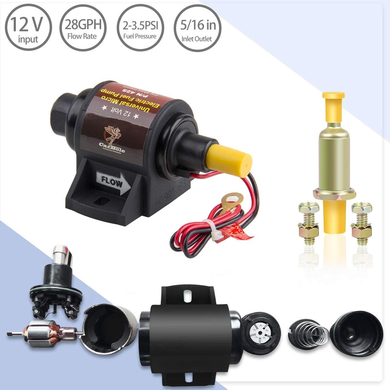 Pompa Benzina Elettrica Road Passion 12V 191LPH - Per Carburatore, Compatibile Acura, Honda - Foto 2