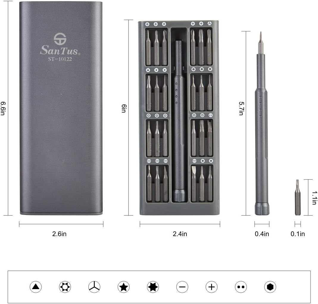 Mini Precision Screwdriver Set with Premium Quality Aluminum Case,24 in 1 Small Magnetic Screwdriver Bit Repair Tool Kit for iPhone, Smartphone, iPad, PC, Laptop, Eyeglasses, Watche
