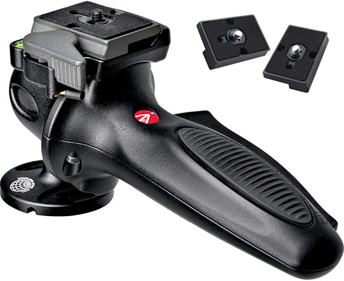 Manfrotto 327RC2 Light Duty Grip Ball Head with Quick Release (Black) Bundled with Two ZAYKiR Quick Release Plates