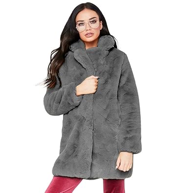 Mantel Kolylong Damen Elegant Revers Wollmantel Lang Herbst Winter Dicker Wolljacke Warm Kunstpelz Mäntel Oversize Parka Outw