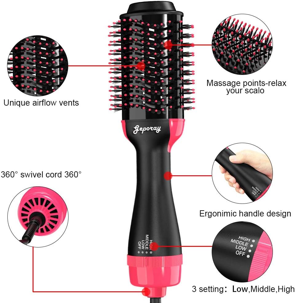 Hair Dryer Brush, One Styling Step Hair Dryer and Volumizer 3 in 1 Hot Air Brush for Women, Fast Drying, Straightening, Curling: Health & Personal Care