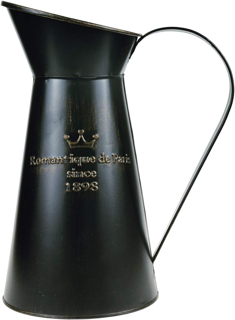 JSY-UP Black Vase French Vintage Tall Galvanized Metal Flower Vases for Home and Wedding Decor