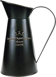 JSY-UP Black Vase French Vintage Tall Galvanized Metal Flower Vases for Home and Wedding Decor