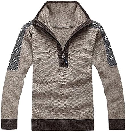 Tophaz Men's Stylish Slim Knitted Zipped Collar Wool Blends Warm Pullover SW14, White Large