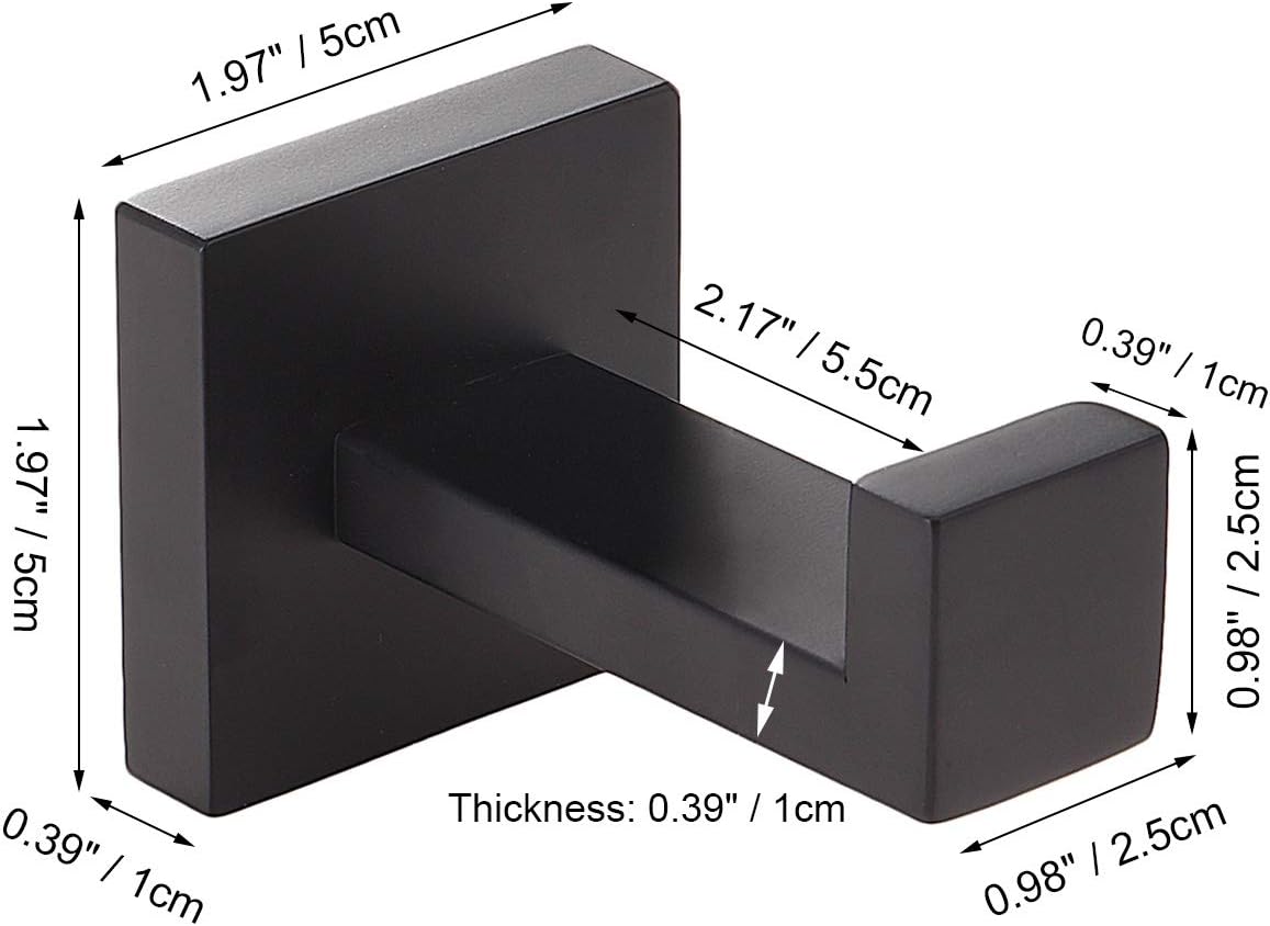 Toprema Robe Hook Single Towel Clothes Coat Hook Stainless Steel Matte Black Hanger Bathroom Lavatory Kitchen Cabinet Closet Hardware Wall Mount 1 Pack: Home Improvement