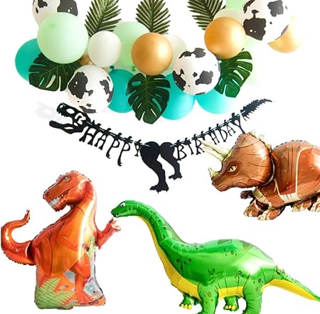 Amazon Hanamei バースデー 飾り付け バルーン 恐竜 ダイナソー デコレーションセット飾り 誕生日 風船 男の子 子供 飾り 装飾 1歳 2歳 3歳 4歳 ティラノサウルス レックス フォトブース 動物 キャラクター パーティー 風船 バルーン おもちゃ
