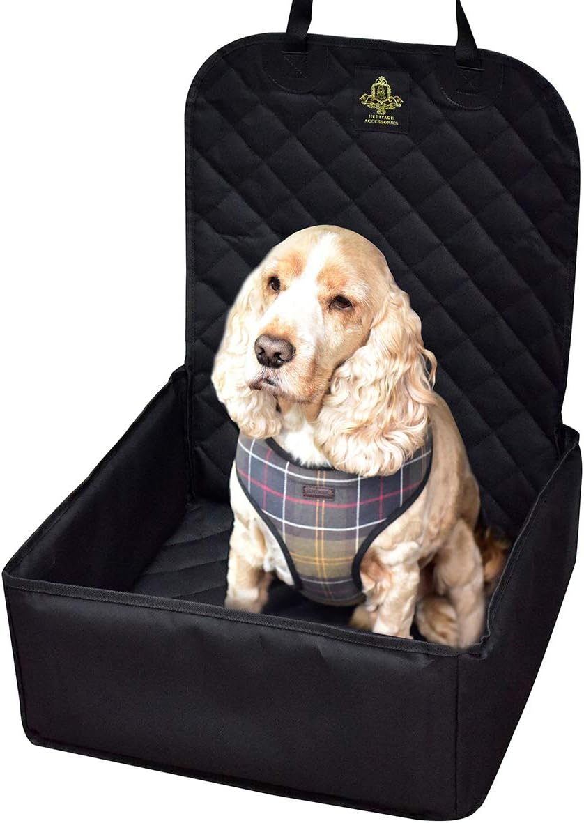 Heritage Accessories - Dog Car Seat for Small to Medium Pets Waterproof Protective Booster With 2 Safety Harness Seat Belts for Puppies
