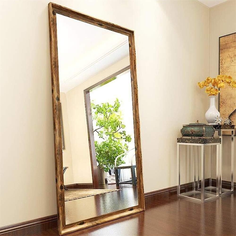 Tian Natural European Solid Wood Floor Mirror,Full-Length Floor Mirror Bedroom Living Room The Slimming Effect Dressing Mirror (Color : Walnut, Size : 18080cm)