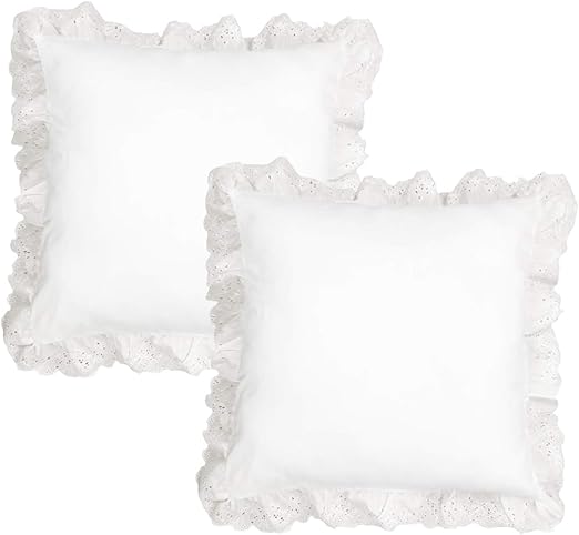 Amazon Com Tealp White Pillow Shams 2 Pack Eyelet Ruffled Rustic