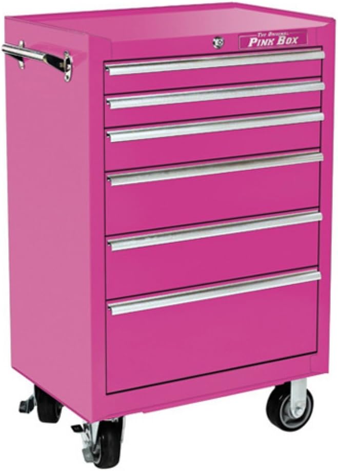 The Original Pink Box Pb2606R 26Inch 6Drawer 18G Steel Rolling