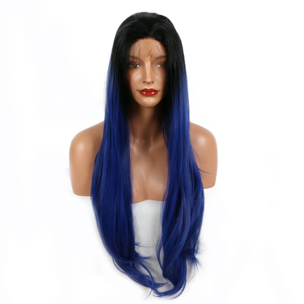 Blue wig with black roots Clearance