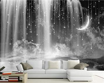 Kahsfa Custom Wallpaper Black And White Star Waterfall Hd Home Decor Fresco Living Room Bedroom Background Wall 3d Wallpaper Amazon Com