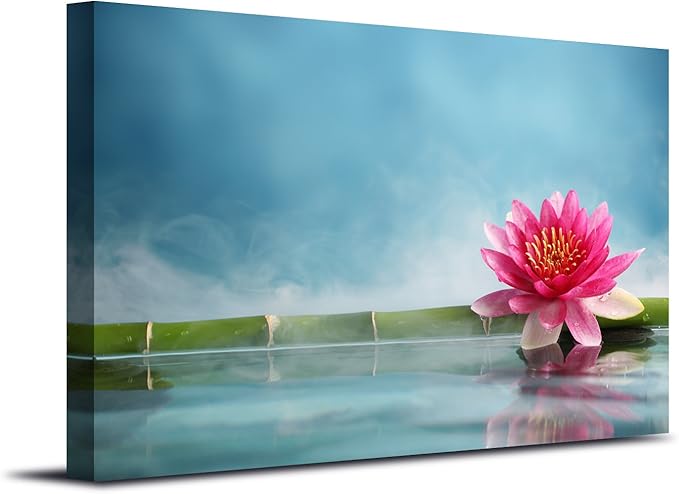 Amazon Co Jp Royllent アートパネル インテリア 蓮の花 ハスの花 キャンバス絵画 ポスター ４０ ６０ｃｍ 壁掛け 壁飾り フレーム 木枠付きの完成品 A ホーム キッチン