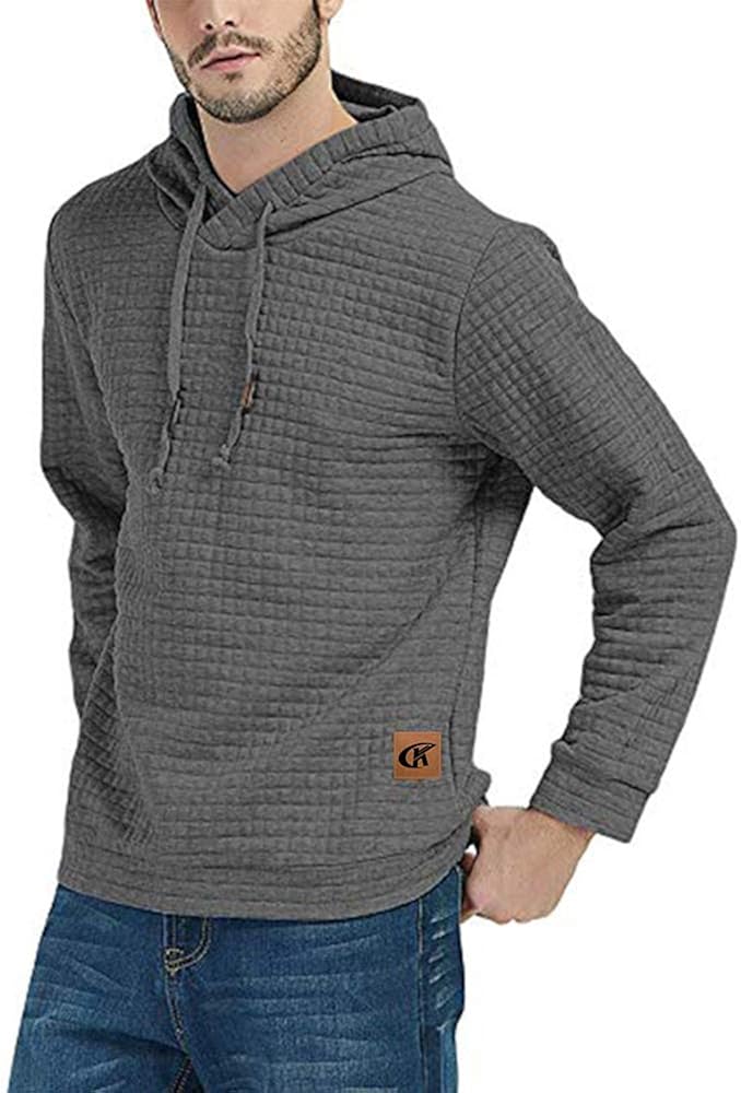 Mens Pullover Hoodie Long Sleeve Hooded Sweatshirt Casual Hoodies Square Pattern: Clothing