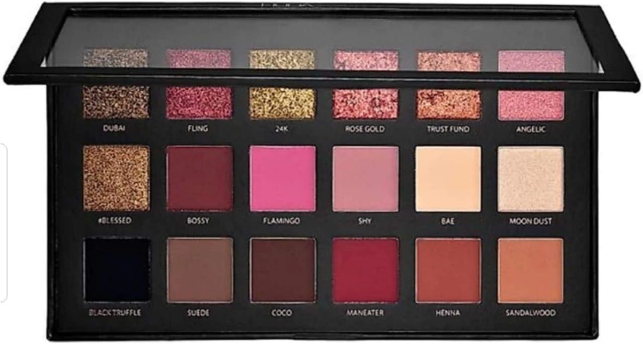 Huda bb combo textured eyeshadow palette rose gold edition (18 Shades)