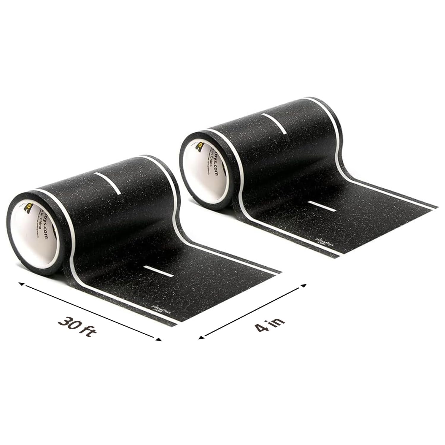 PlayTape Road Tape for Toy Cars - Sticks to Flat Surfaces; No Residue; 2-Pack of 30 ft. x 4 in. Asphalt Road