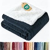 Sherpa Fleece Blanket King Size - Reversible Sherpa Fleece King Blanket - Super Soft Double Sided for Bed, Sofa, Couch - Thick, Warm, Fuzzy and Plush - Luxurious Bedding for Winter - Navy, 90" x 108"