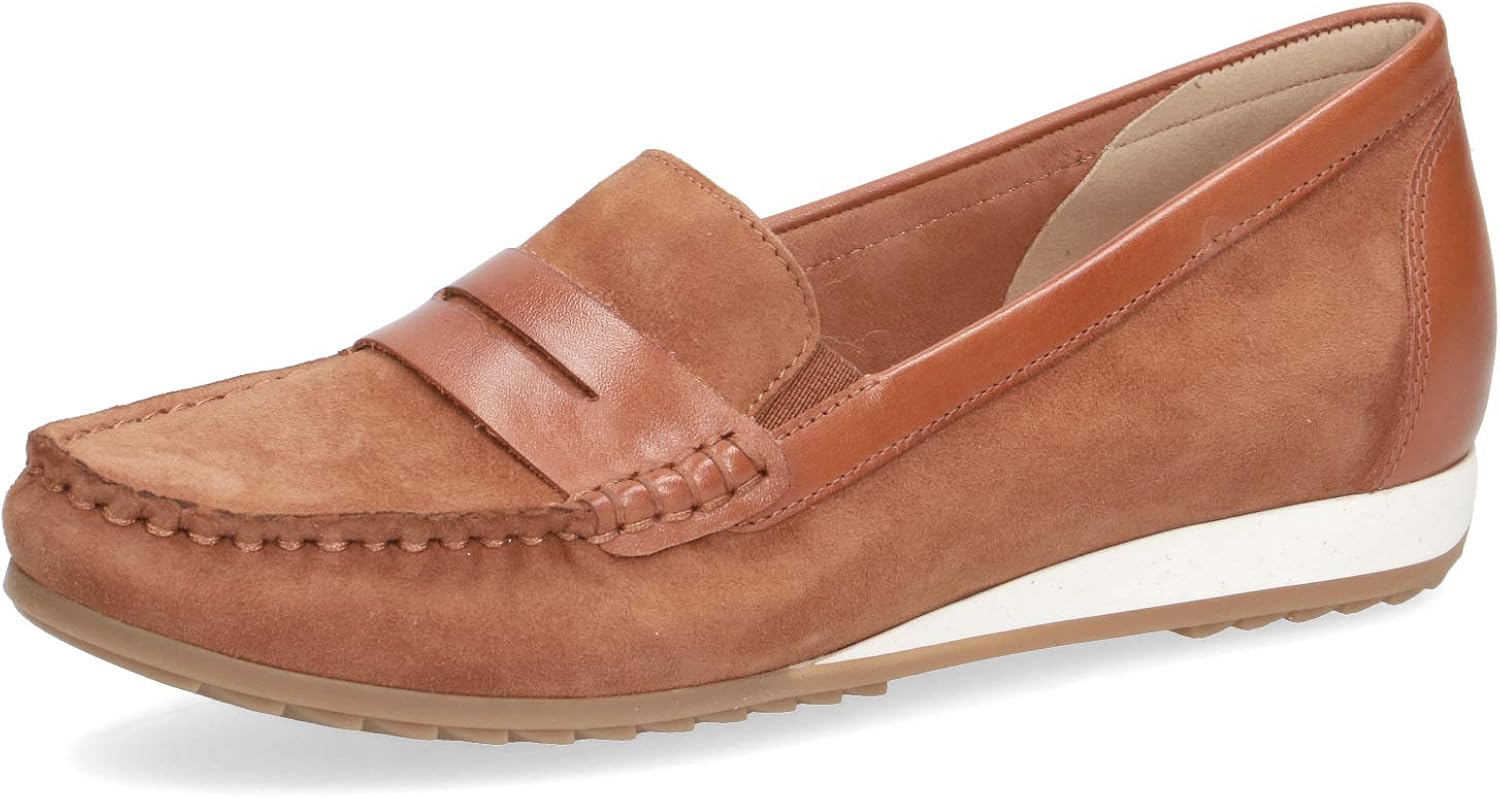 Mocassino Donna Caprice - In Pelle E Tessuto, Tacco 4 Cm, Larghezza G, Comodo E Elegante