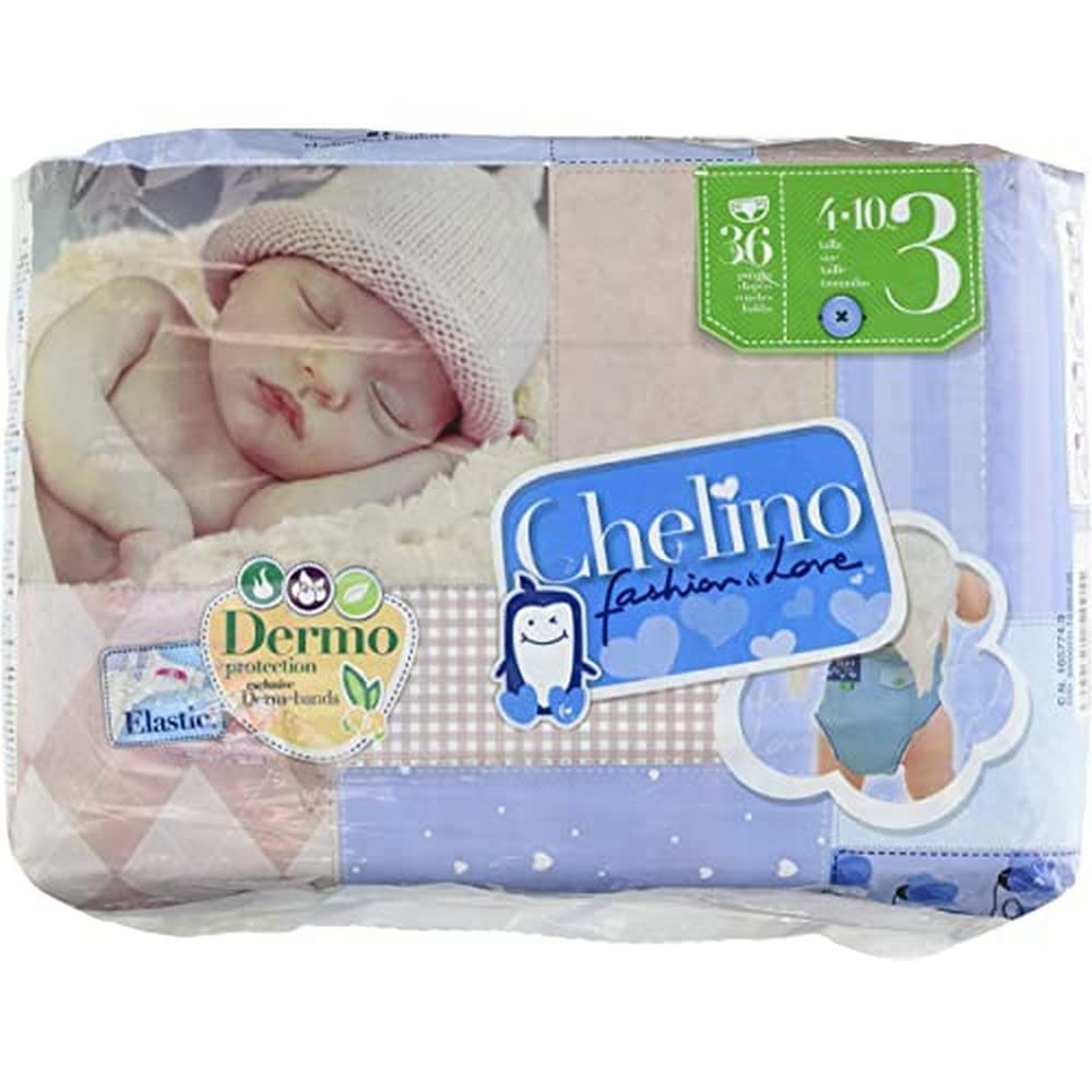 INDAS Chelino Fashion & Love Nappies, Size 3 (4-10 kg) 36 Units