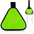 PEUTIER Reflective Triangle Sign, Bright Reflective Yield Symbol with Magic Adhesive Strap & Cord High Visibility Safety Triangle for Bike Backpack Different Scenes, Multiple Fixing Methods