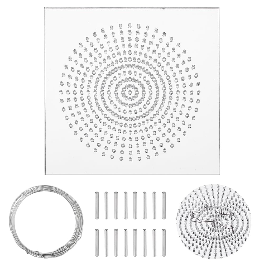 UNICRAFTALE Wire Bending Jig Wire Elements 12.65x12.65cm Square Acrylic Thread Winding Boards Floss Organizer with Metal pegs for Jewelry Making Tools and Wire Wrapping Supplies