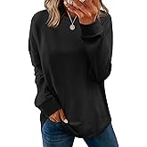 WIHOLL Sweatshirt for Women Crewneck Long Sleeve Shirts Curved Hem Lightweight Sweaters Fall Clothes 2025