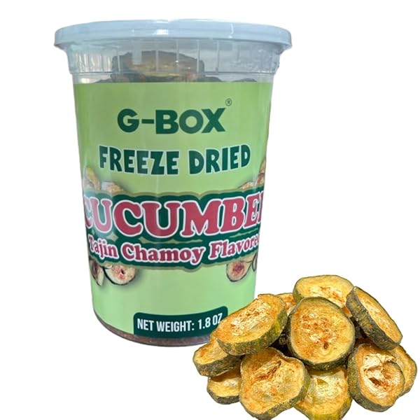 G-BOX FREEZE DRIED CUCUMBERS, FREEZE DRIED VEGGIES, HEALTHY SNACK, VEGGIE CHIPS, EMERGENCY SURVIVAL FOOD (LARGE-1.8 OZ, CHAMOY)