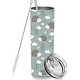 RNFENQS Skinny Tumbler Gift for Men Women, Cute Hedgehog Tumbler Cup with Straw Lid 20 OZ, Stainless Steel Insulated Vacuum Slim Travel Coffee Mug