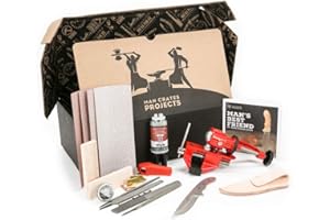 MAN CRATES Knife Making Kit – Includes Stainless-Steel Blade, Maple Burl Handle, Brass Bolsters, Leather Sheath And Step-by-Step Knife Making Guide – Awesome DIY Gift For Men