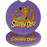 Scooby-Doo Flex Car Coasters, Pack of 2, 2.5" Ceramic Stone, Drink Coaster for Cup Holders with Finger Notch