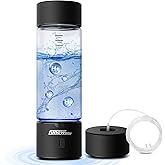 Hydrogen Water Bottle Generator, 2500ppb Portable Water Ionizer Machine with SPE/PEM Technology in 3-Minute Electrolysis, Rechargeable Hydrogen Rich Glass Cup for Home Office Travel & Fitness, Black