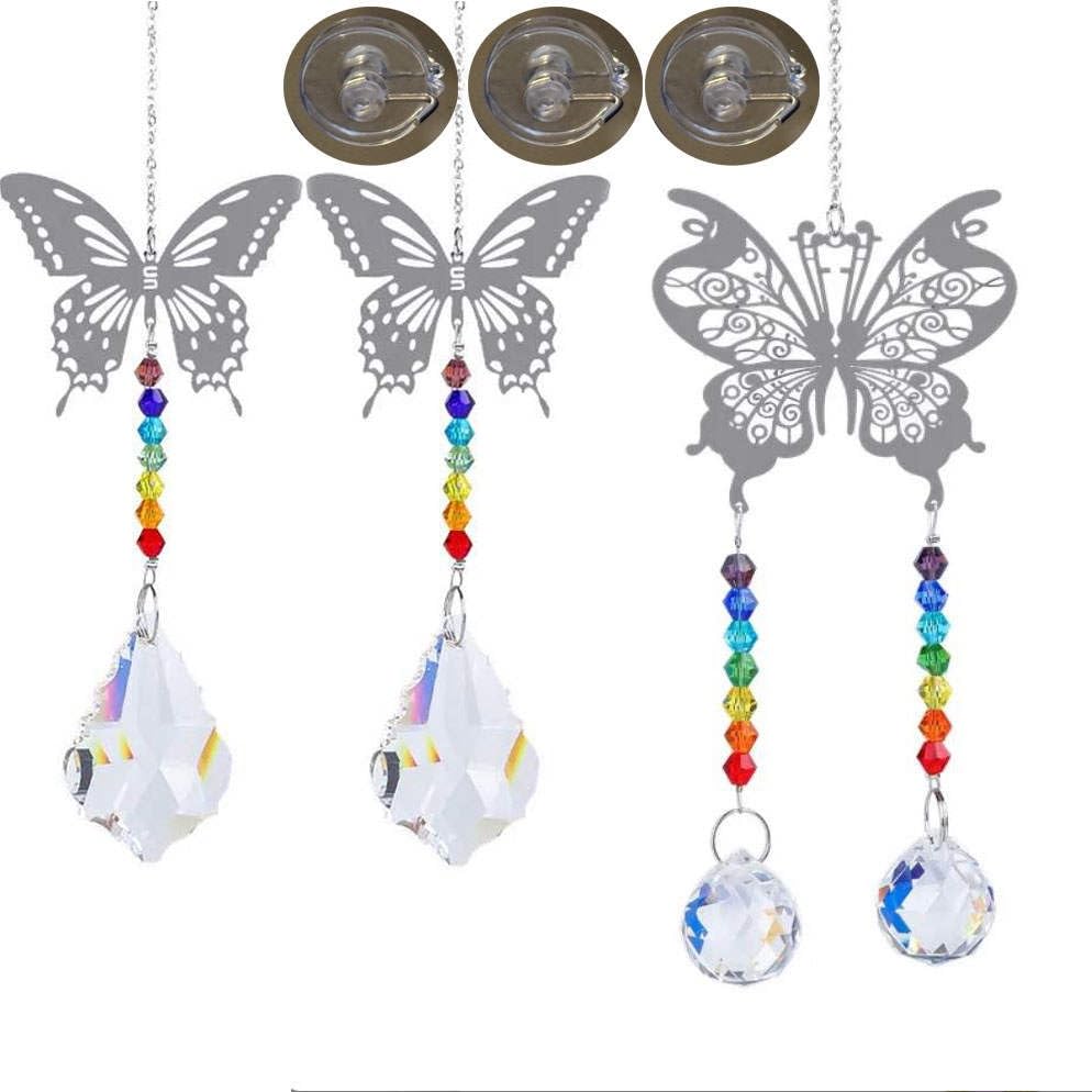 DG All Seasons Rainbow Suncatchers, 3 Pack, Suction Cup Mounted, Crystal Design, KZ122507