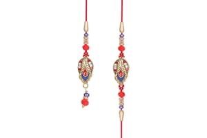 CHERKRAFT Lumba Rakhi For Brother & Bhabhi Set/Bhaiya Bhabhi Kundan Rakhi Thread Jodi