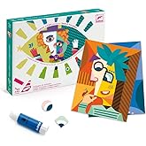 DJECO Sticker Collage Inspired by Square Heads - Create Cubist Portraits Like Picasso for School or Gifts - Fun & Creative fo