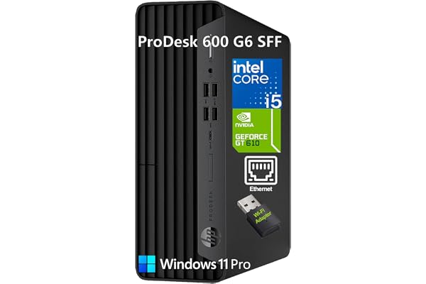 HP ProDesk 600 G6 SFF Desktop - Intel i5-10400F, 16GB RAM, 256GB PCIe SSD | GeForce GT 610, Windows 11 Pro, USB-C, Dual Monitor, Business PC with Keyboard, Mouse & WiFi Adapter