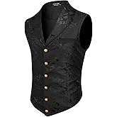 COOFANDY Mens Suit Vest Paisley Floral Victorian Vests Gothic Steampunk Formal Waistcoat Tuxedo Vests with Notched Lapels