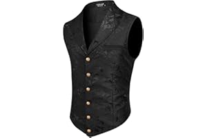 COOFANDY Mens Suit Vest Paisley Floral Victorian Vests Gothic Steampunk Formal Waistcoat Tuxedo Vests with Notched Lapels