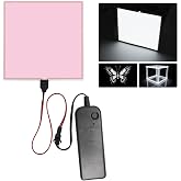 Electroluminescent (EL) Panel、Electroluminescent DIY EL Back Light Paper Light 、 Sheets Panel for Crafts, Signs, Decor3 Modes:Fast flashingow Flashing/Constant Bright(10cm x 10cmWhite)