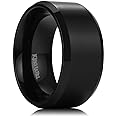 King Will Basic 3mm 5mm 6mm 7mm 8mm 9mm Silver/Black Titanium Ring Matte Finished Wedding Band Comfort Fit Beveled Edge