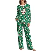 Seizesoul Womens Valentines Pajamas Set 2-Piece Long Sleeve Sleepwear Leopard Heart Printed Lounge Sets