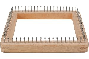Square Knitting Tool Beech Wood Board DIY Handcraft Weaving Tool With Non Detachable Hooks for Making Cushions Scarves Hats S