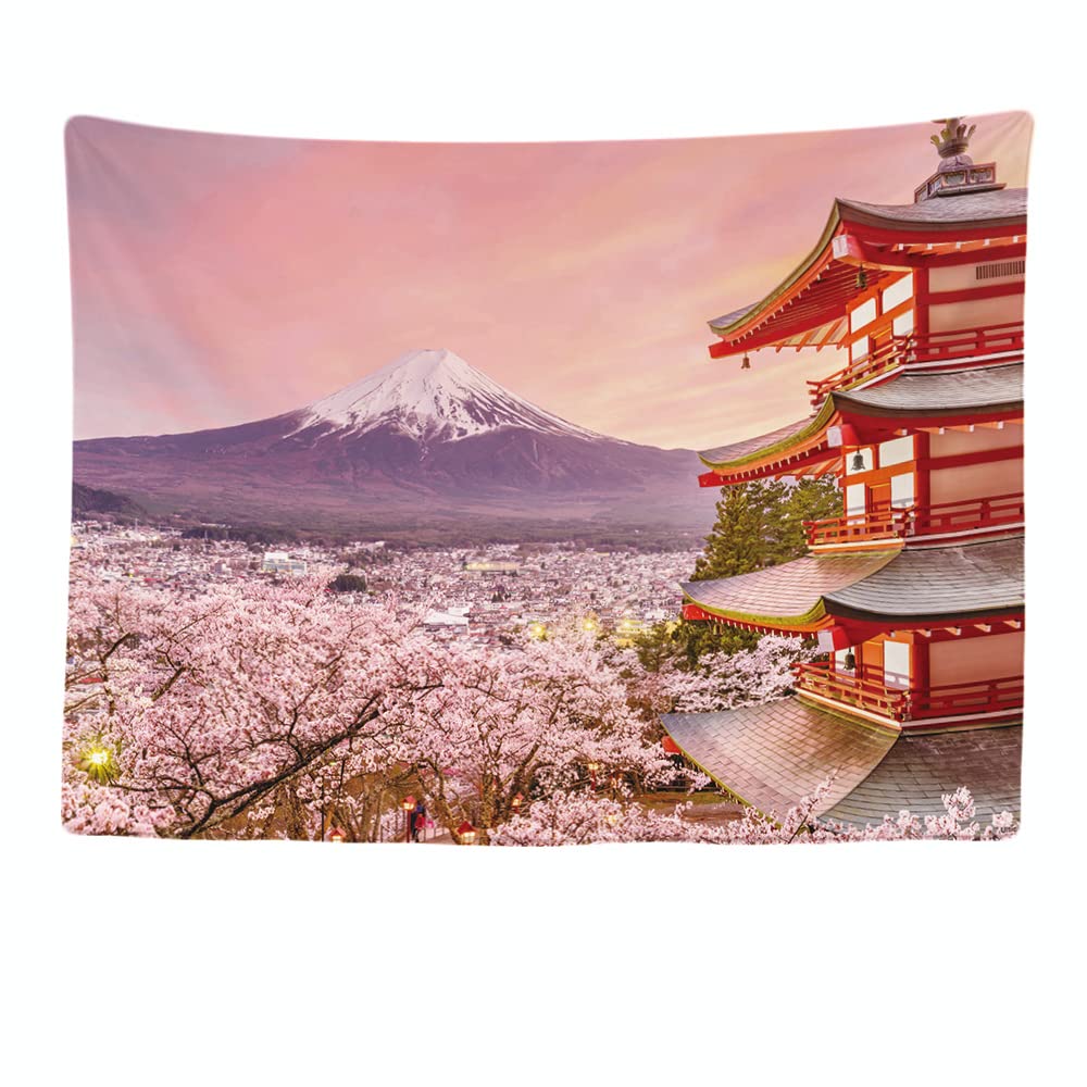 Ulticool - Tapestry tapestry decoration for home - flower flowers nature mountains snow Japan - 200x150 cm - wall towel wall hangings - accessories for bedroom living room children's room — image 1