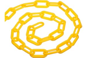 PATIKIL 0.3" Diameter 5Ft Length Plastic Chain Barrier, Safety Link Chain Stanchion for Crowd Control at Driveway Elevator Parking Lot, Yellow