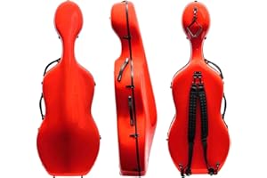 M MI & VI MI&VI CC-7002 Classic Carbon Fiber Composite Cello Case (Full Size) 4/4 with Wheels | Carry Straps | 11.5lb Lightweight | Tough Shell (Red)